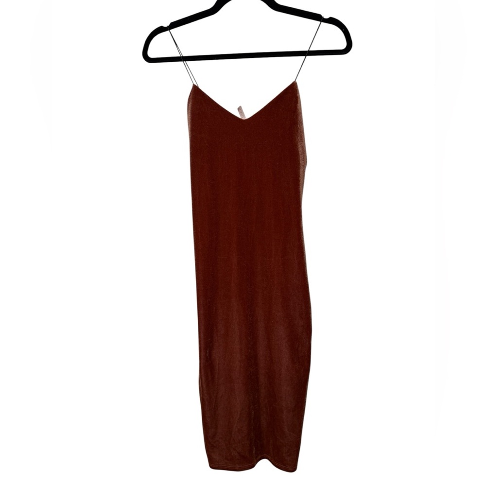 * Mezzanine Chic Brown Midi Slip Dress